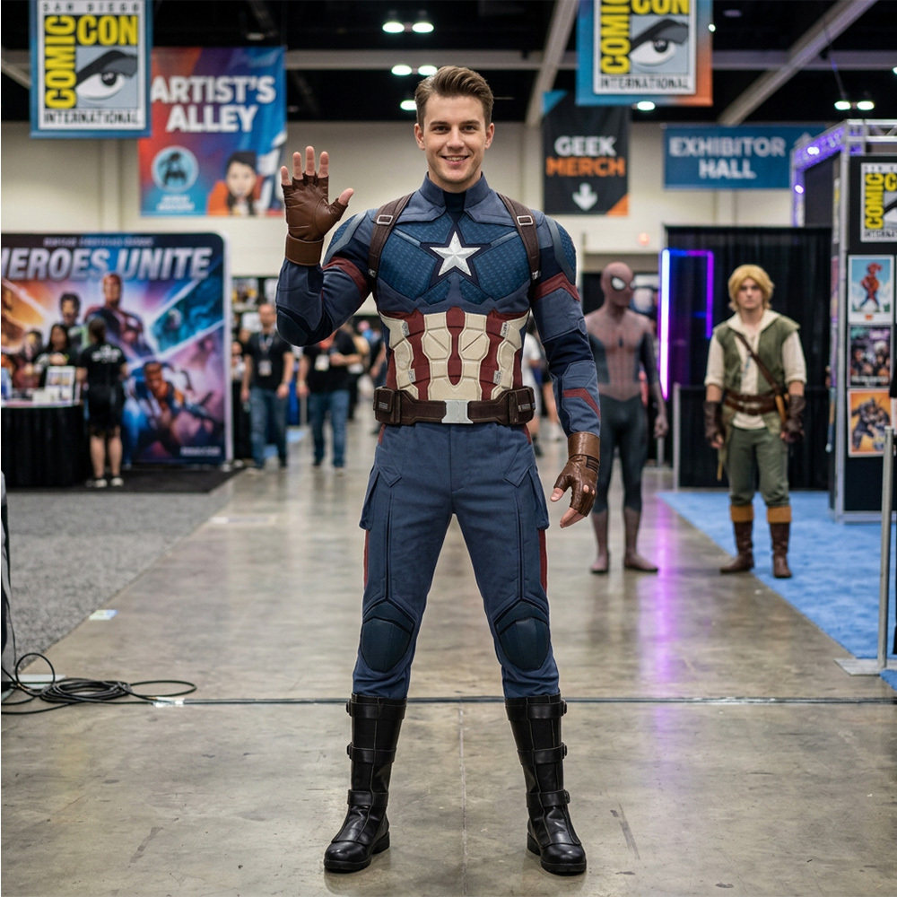 Avengers: Endgame Captain America Steve Rogers Cosplay Costume Helmet Shoes Takerlama