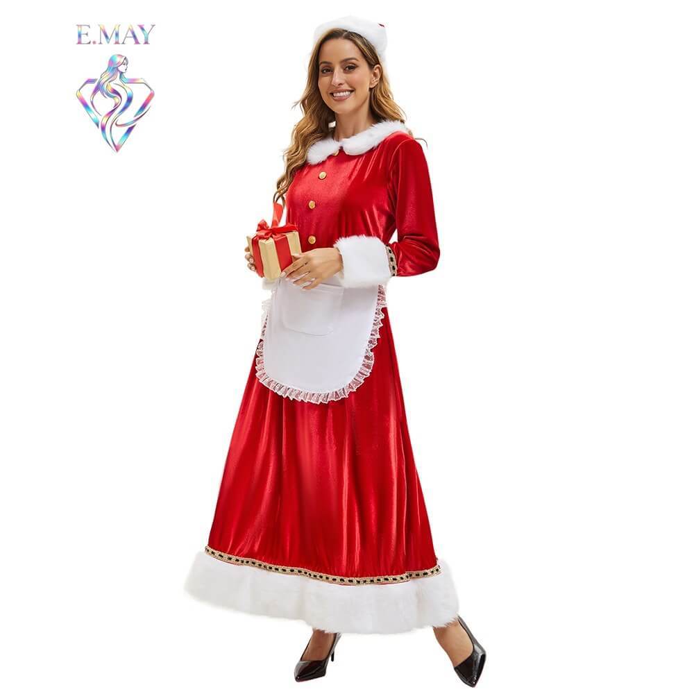 Mrs Claus Maid Cosplay Costume for Women Christmas Party Outfits Gifts For Her In Stock
