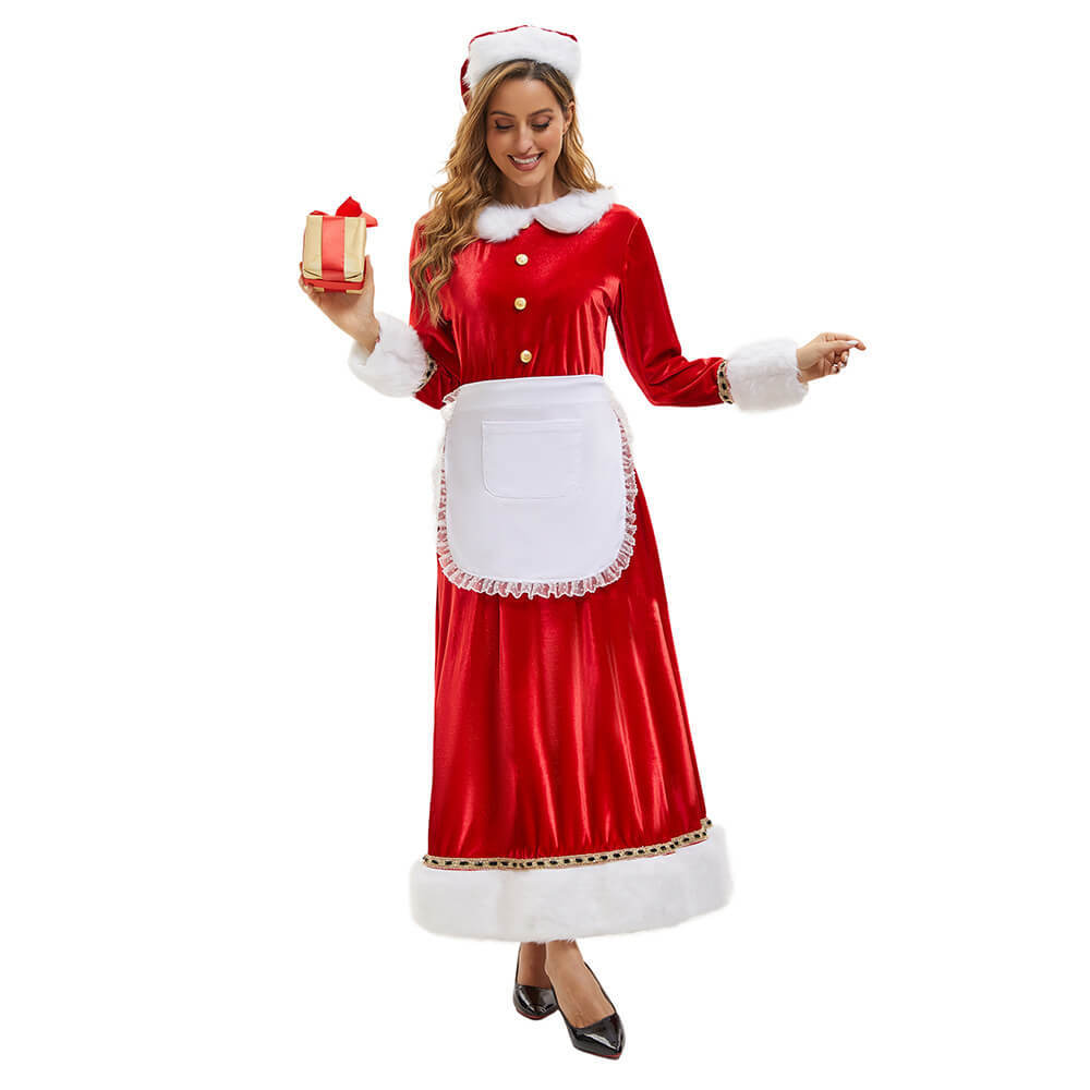 Mrs Claus Maid Cosplay Costume for Women Christmas Party Outfits Gifts For Her In Stock