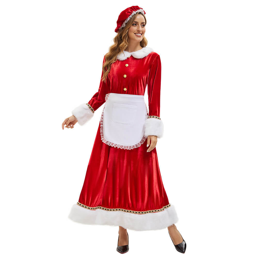 Mrs Claus Maid Cosplay Costume for Women Christmas Party Outfits Gifts For Her In Stock