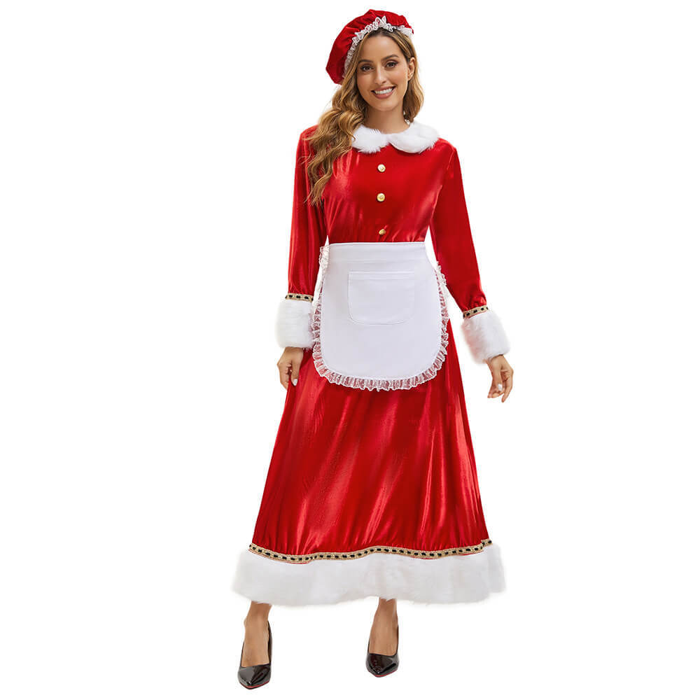 Mrs Claus Maid Cosplay Costume for Women Christmas Party Outfits Gifts For Her In Stock
