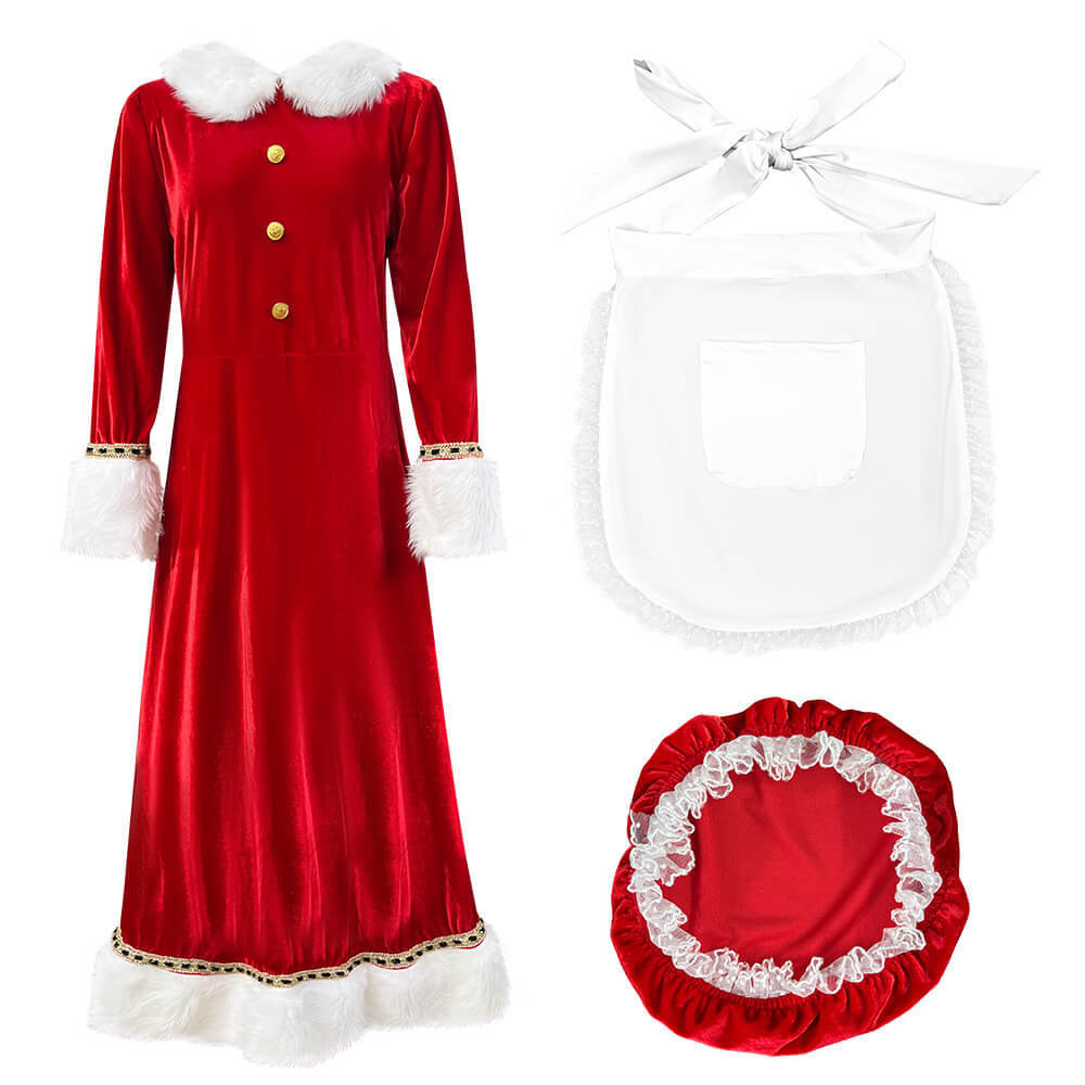 Mrs Claus Maid Cosplay Costume for Women Christmas Party Outfits Gifts For Her In Stock