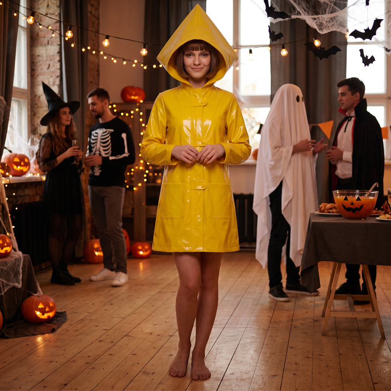 Game Little Nightmares Six Cosplay Coat Yellow Kids Adult Takerlama