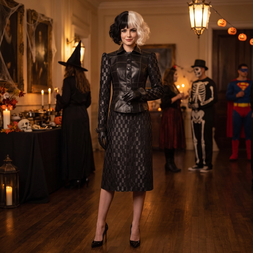 Cruella de Vil Emma Stone Black Cosplay Costume In Stock-Takerlama,S