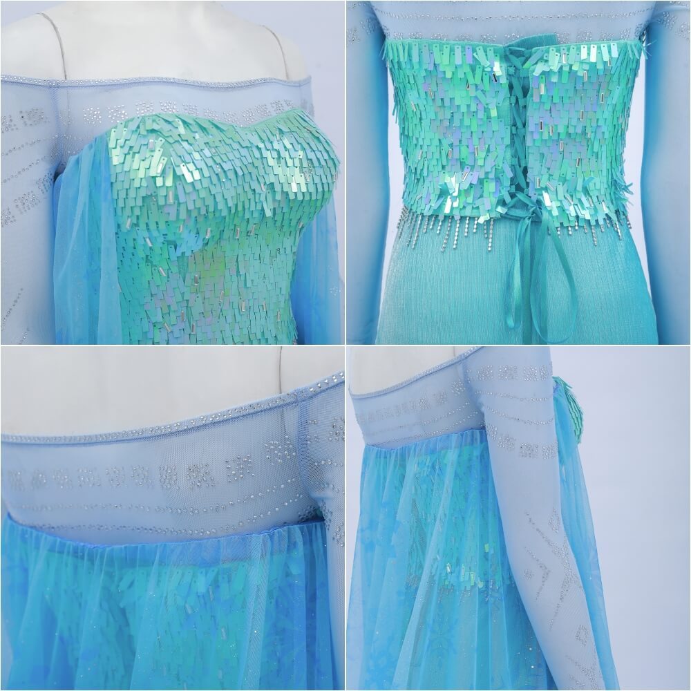 Deluxe Frozen Elsa Snow Queen Cosplay Costume Takerlama