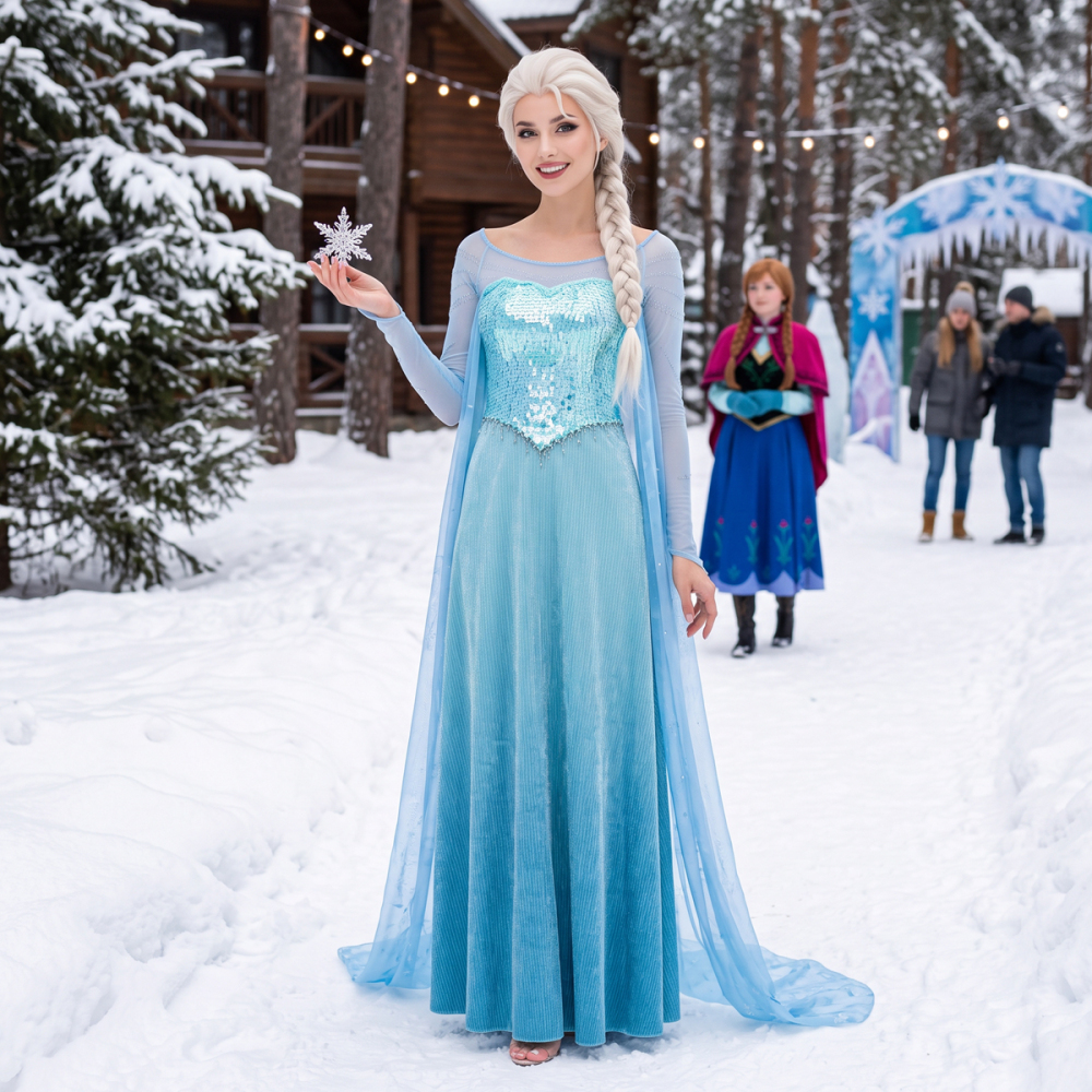Deluxe Frozen Elsa Snow Queen Cosplay Costume Takerlama