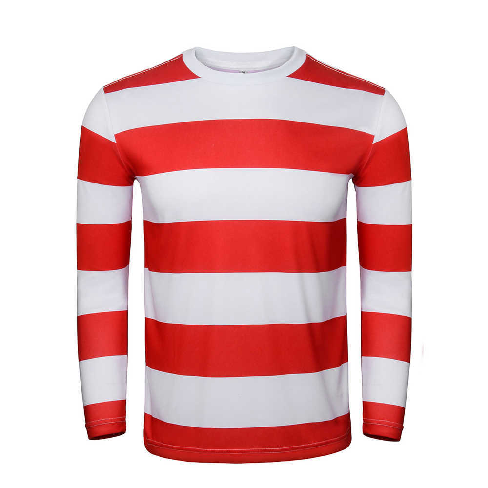 Where's Wally Waldo Christmas Costume Gifts Red & White Shirt Men In Stock Takerlama