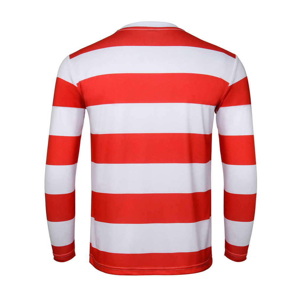 Where's Wally Waldo Christmas Costume Gifts Red & White Shirt Men In Stock Takerlama