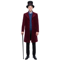 Wonka 2023 Charlie and the Chocolate Factory Willy Wonka Halloween Red Cosplay Costume Hat Timothee Chalamet Suit