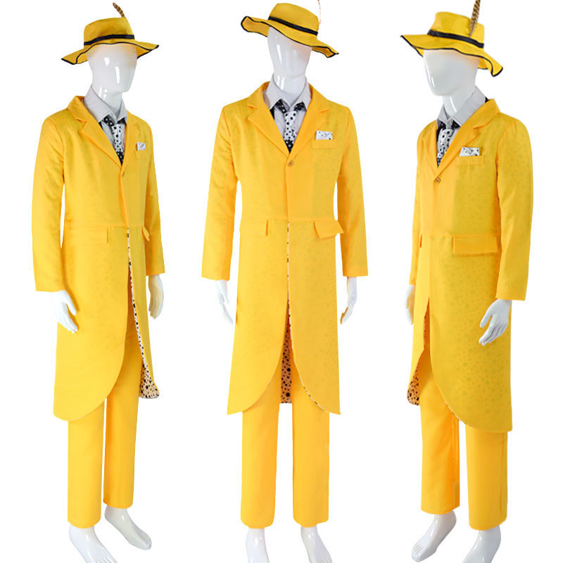 The Mask Halloween Costume Jim Carrey Men Yellow Coat Hat Pants Takerlama In Stock