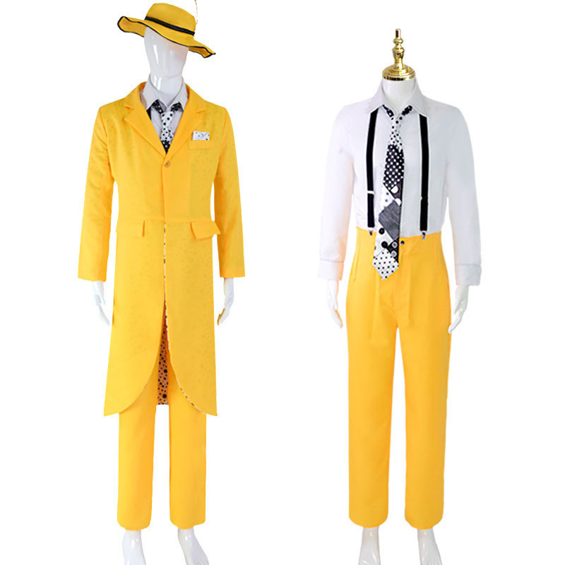 The Mask Halloween Costume Jim Carrey Men Yellow Coat Hat Pants Takerlama In Stock