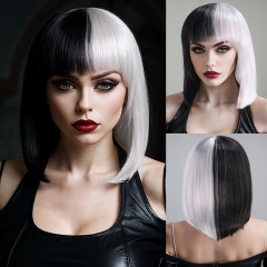 Cruella Cosplay Wig Evil Madame Cruella De Vil Emma Stone Costume Hair Halloween(Ready to Ship) Takerlama 5 Styles