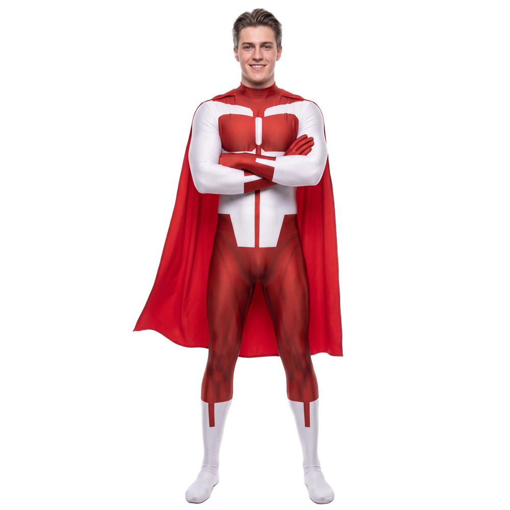 Invincible Omni-Man Cosplay Costume Superhero Nolan Grayson Red Jumpsuit Cloak Takerlama In Stock