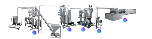 The three-in-one production line for gummy candy and hard candy