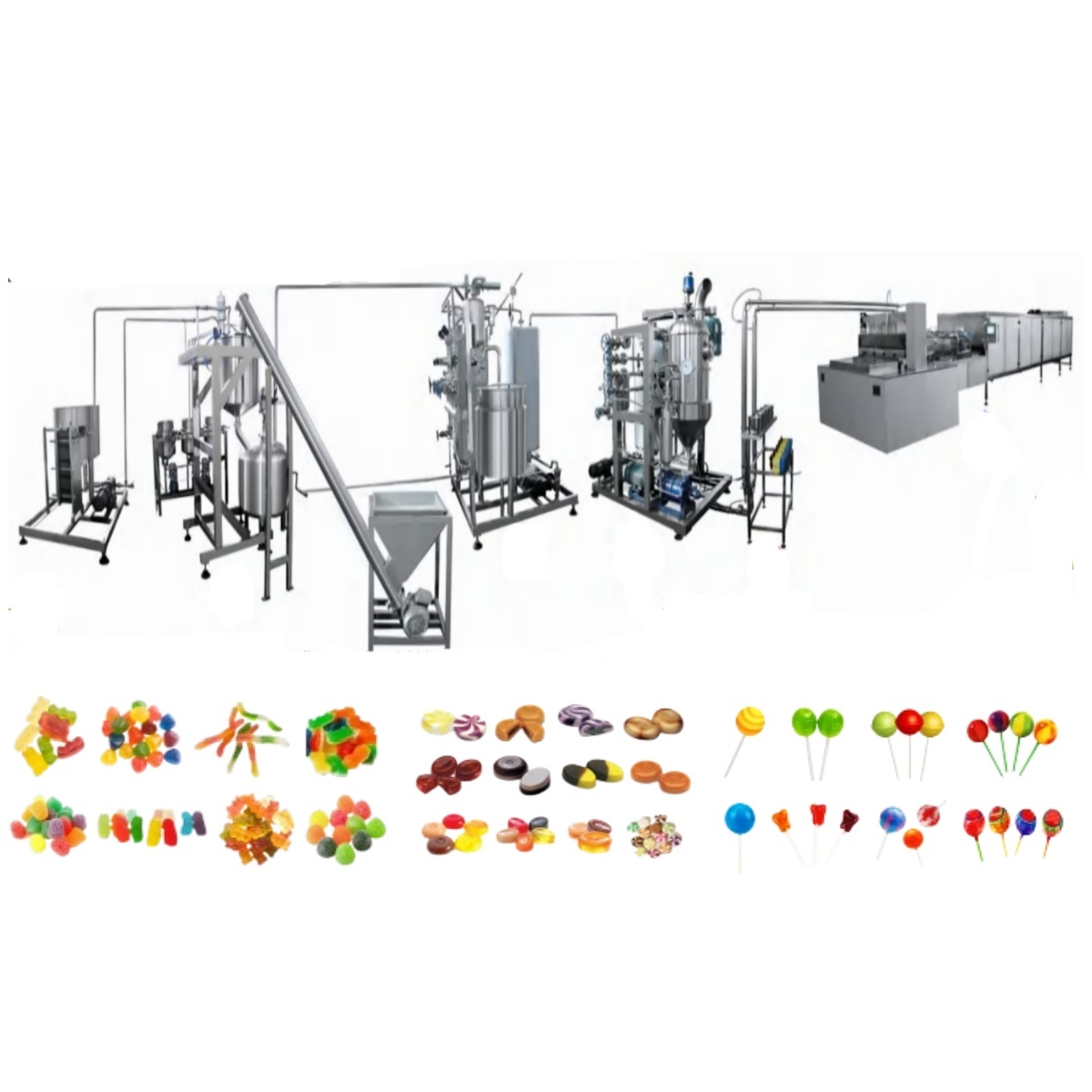 GUMMY CANDY-HARD CANDY-LOLLIPOP THREE IN ONE PRODUCTION LINE,GUMMY CANDY-HARD CANDY-LOLLIPOP THREE IN ONE PRODUCTION LINE,SHANGHAI PANDA MACHINERY CO.,LTD.