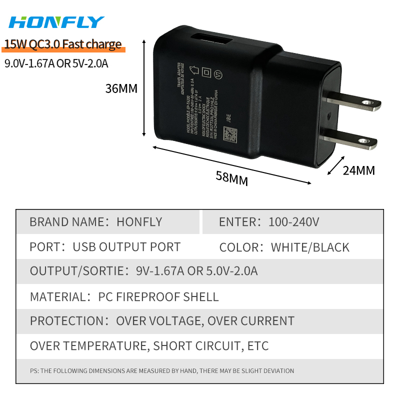 Honfly New product 2023 EP-TA200 15w qc3.0 phone charger fast charging cable type c For samsung galaxy s10 s8 charger