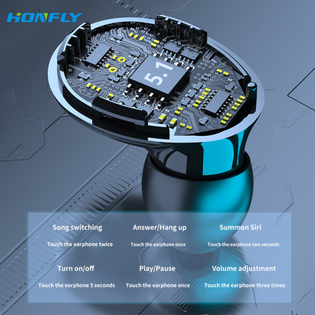 Honfly High Quality Gaming Travel Portable LED Display Earbuds E-Sports Gaming Sports Running Bluetooth Headset