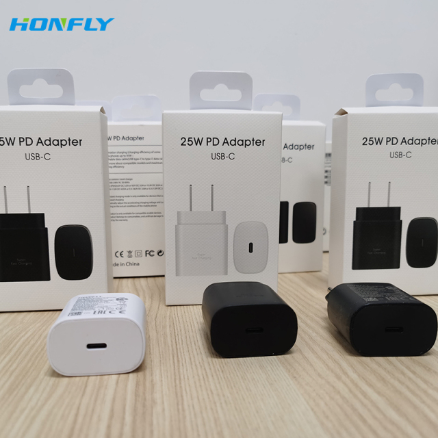 Honfly mobile phone charger 25W PD Quick charge for samsung Note 10 fast charger for Samsung TA800 charger charging cable type c