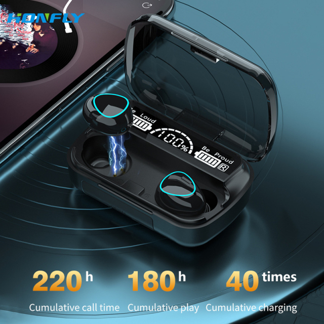 Honfly High Quality Gaming Travel Portable LED Display Earbuds E-Sports Gaming Sports Running Bluetooth Headset