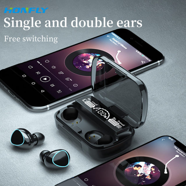 Honfly High Quality Gaming Travel Portable LED Display Earbuds E-Sports Gaming Sports Running Bluetooth Headset