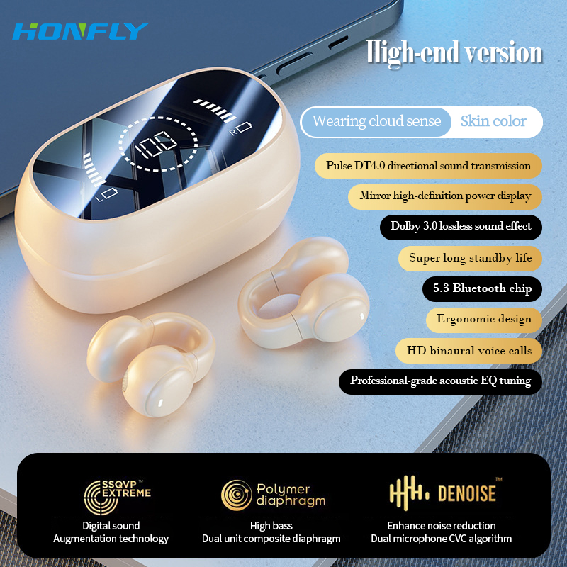 Honfly High Quality M47 ear clip sports headphones wireless Bluetooth