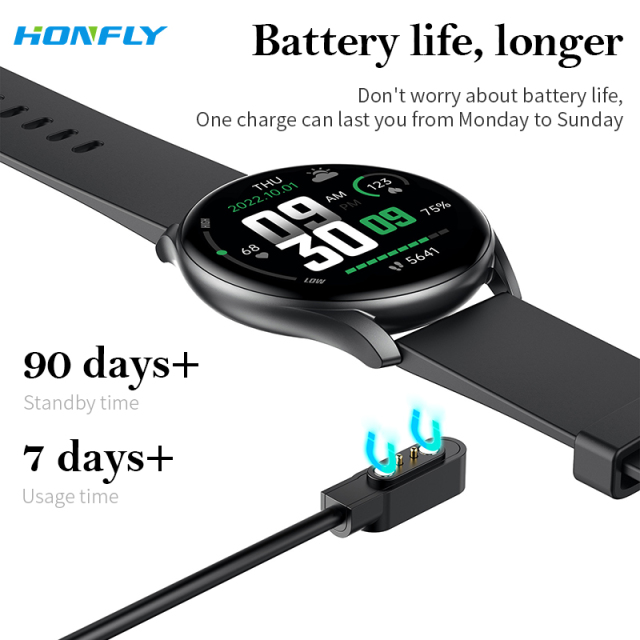 Honfly Pressure GTR1 smart watch round screen sports watch Bluetooth bracelet heart rate meter step temperature measurement watch