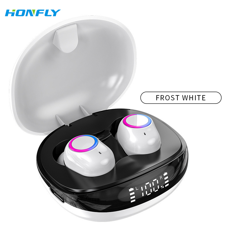 Honfly F8 wireless Bluetooth headset mini TWS in-ear digital display with power display low latency noise reduction touch stereo