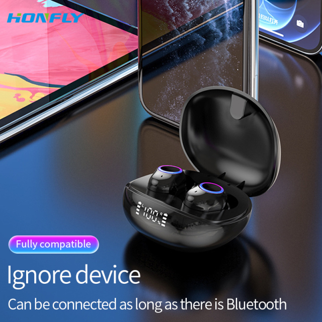 Honfly F8 wireless Bluetooth headset mini TWS in-ear digital display with power display low latency noise reduction touch stereo