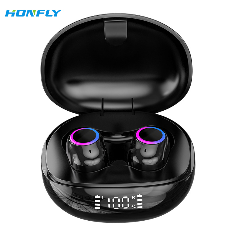 Honfly F8 wireless Bluetooth headset mini TWS in-ear digital display with power display low latency noise reduction touch stereo