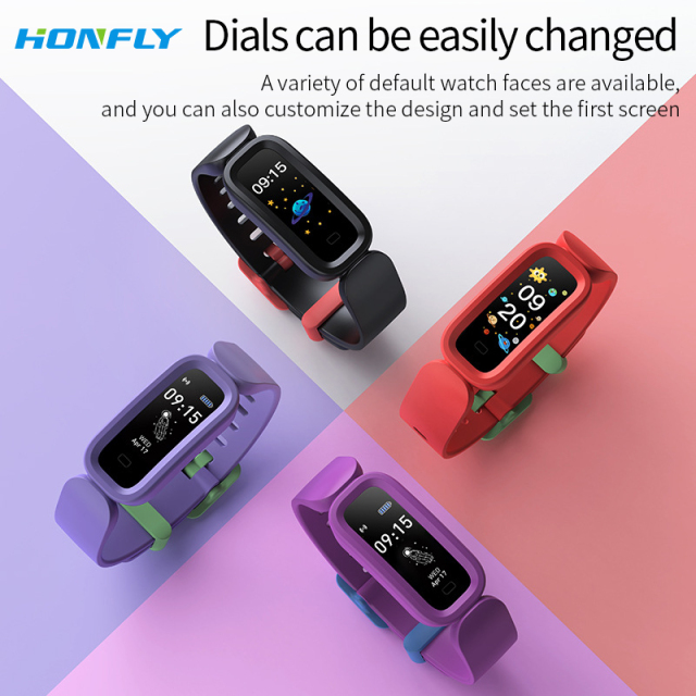 Honfly S90 Smart Bracelet Children's Alarm Clock Learning Girls Sports Bracelet Bluetooth Call Measurement Body Temperature Blood Pressure Fitness Heart Rate Counter Step Monitoring Reminder Healthy Boys Watch