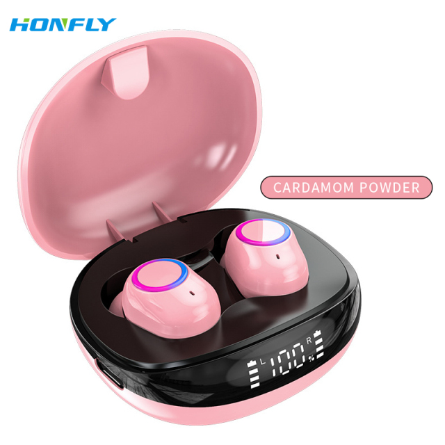 Honfly F8 wireless Bluetooth headset mini TWS in-ear digital display with power display low latency noise reduction touch stereo