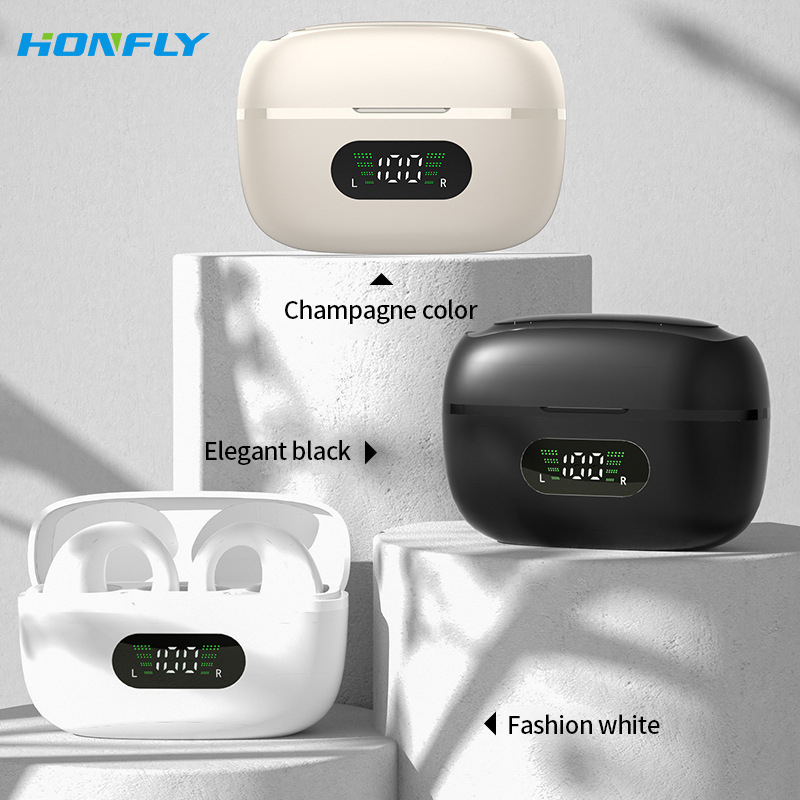 Honfly R12 ear clip bluetooth headset super long battery life 5.3 low power consumption noise reduction bone conduction headset