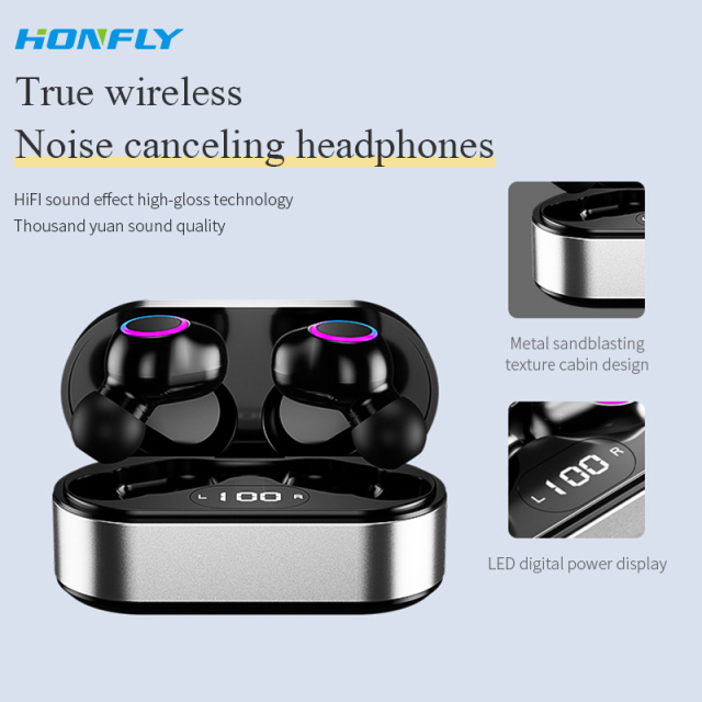 Honfly F12 wireless Bluetooth smart earphones TWS metal shell sports earphones touch noise reduction true wireless stereo