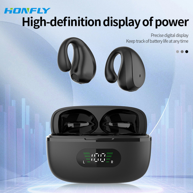 Honfly R12 ear clip bluetooth headset super long battery life 5.3 low power consumption noise reduction bone conduction headset