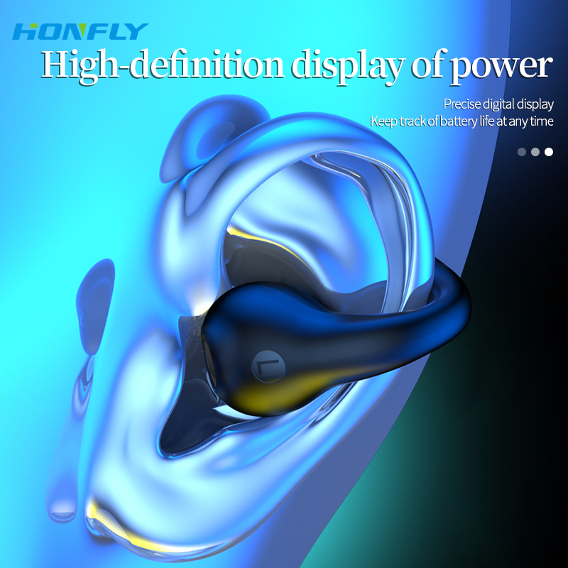 Honfly R15 bone conduction ear clip-on headphones are painless and painless to wear, 5.2 noise-cancelling wireless Bluetooth headphones
