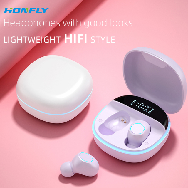 Honfly M13 Bluetooth headset TWS wireless headset in-ear noise reduction digital display mini 5.2 Bluetooth chip