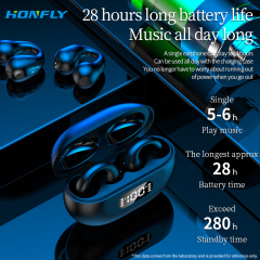 Honfly R15 bone conduction ear clip-on headphones are painless and painless to wear, 5.2 noise-cancelling wireless Bluetooth headphones