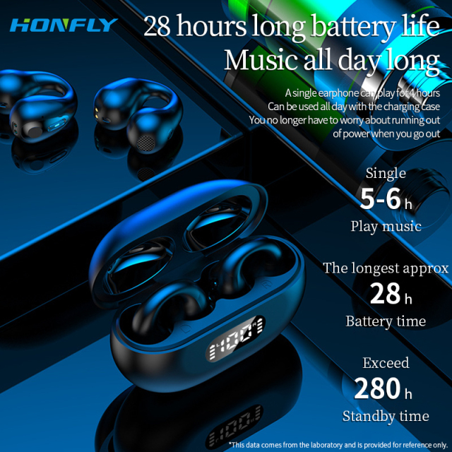 Honfly R15 bone conduction ear clip-on headphones are painless and painless to wear, 5.2 noise-cancelling wireless Bluetooth headphones