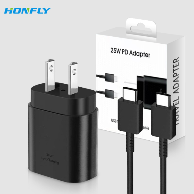 Honfly quality for Samsung 25W charger PD charging cable Type C Wall Charger Plug Adapter Note 10 charger