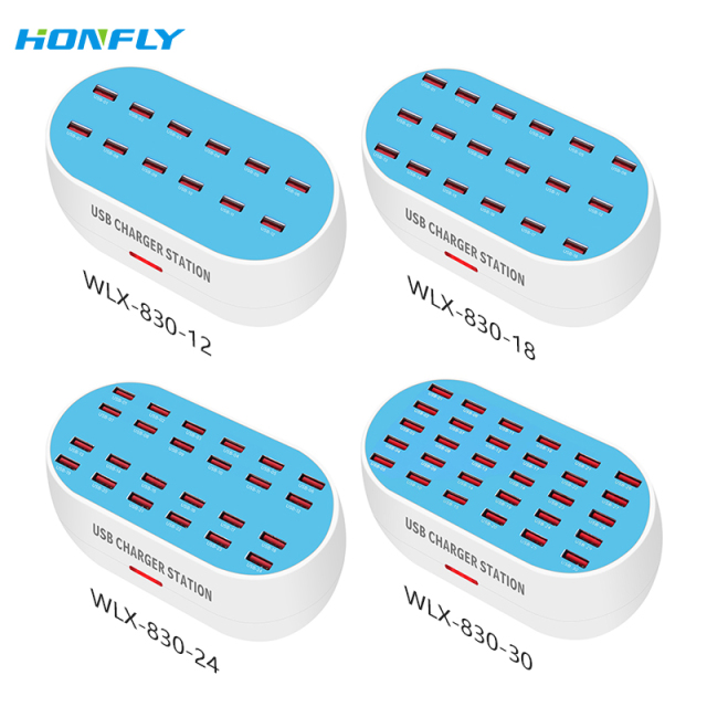 Honfly New multi-port mobile phone charger 120W-160W 30 port 5V2A fast intelligent identification porous usb multi charger