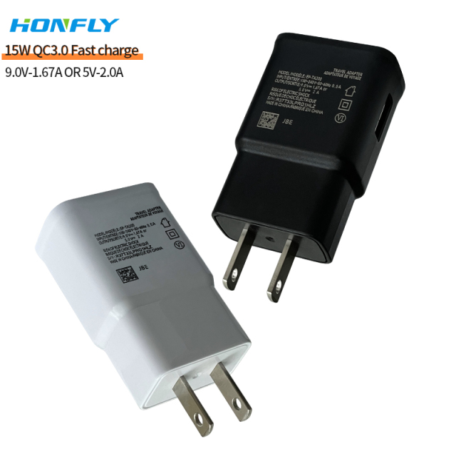 Honfly Factory direct sales 15w qc3.0 usb phone charger fast charging cable type c for samsung s10 s8 Fast charger suit