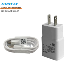 Honfly High High Quality Travel 15w qc3.0 usb phone charger fast charging cable type c for samsung s10 s8 Fast charger suit
