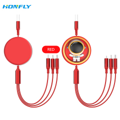 Honfly 6A 100W USB Super Fast Charging Data Cable for ios/Micro/Type C Retractable 3 in 1 Mobile Phone Silicone Charging Cable