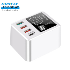 Honfly Travel Charger Intelligent display 40W usb multi charger  For Use QC3.0 fast charge type c for mobile phones Charger
