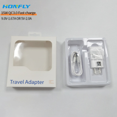 Honfly High High Quality Travel 15w qc3.0 usb phone charger fast charging cable type c for samsung s10 s8 Fast charger suit