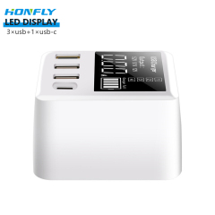 Honfly Travel Charger Intelligent display 40W usb multi charger  For Use QC3.0 fast charge type c for mobile phones Charger