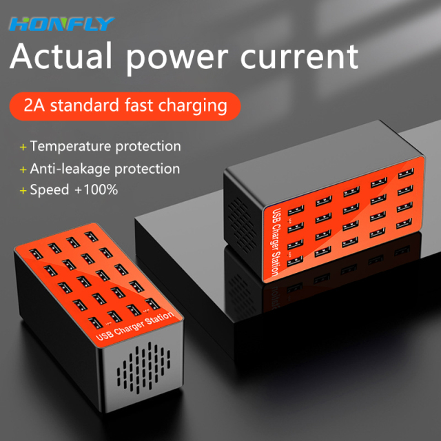 Honfly 40-Port USB charging station portable 5V 40A usb 200W High Power Charging Station Multi-port charger multiple devices