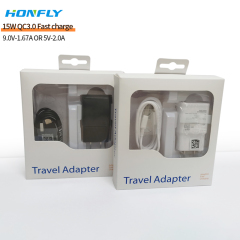 Honfly High High Quality Travel 15w qc3.0 usb phone charger fast charging cable type c for samsung s10 s8 Fast charger suit