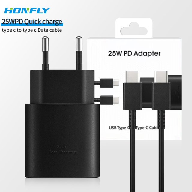 Honfly quality for Samsung 25W charger PD charging cable Type C Wall Charger Plug Adapter Note 10 charger