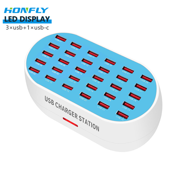 Honfly New multi-port mobile phone charger 120W-160W 30 port 5V2A fast intelligent identification porous usb multi charger